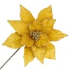 Outlet Christmas Forever POINSETTIA STEM GOLD 12″ VELVET W/ 20″ STEM