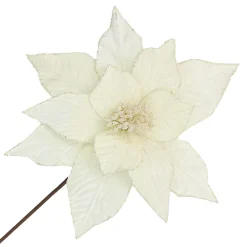 Sale Christmas Forever POINSETTIA STEM IVORY 12″ HEAD VELVET W/ 20″ STEM