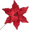 Christmas Forever POINSETTIA STEM RED – DARK 17″ VELVET HEAD W/ 24″ STEM