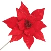 Hot Christmas Forever POINSETTIA STEM RED 12″ HEAD VELVET W/ 20″ STEM