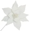 Discount Christmas Forever POINSETTIA STEM WHITE 12″ HEAD VELVET W/ 20″ STEM