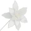 Clearance Christmas Forever POINSETTIA STEM WHITE 12″ HEAD VELVET SHEER W/ 20″ STEM