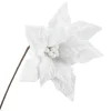 Discount Christmas Forever POINSETTIA STEM WHITE 20″ VELVET W/ GLITTER EDGE