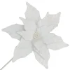 Discount Christmas Forever POINSETTIA STEM WHITE 17″ VELVET HEAD W/ 24″ STEM