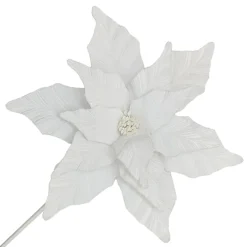 Discount Christmas Forever POINSETTIA STEM WHITE 17″ VELVET HEAD W/ 24″ STEM