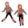 Christmas Forever POSABLE BOY/ GIRL 18″ RED SWEATER W/ BLACK/ WHITE COAT 2 ASST.