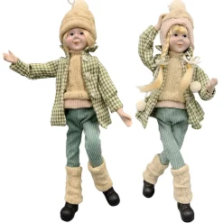 New Christmas Forever POSABLE BOY/GIRL 19″ BEIGE/MINT GREEN 2 ASSTD.