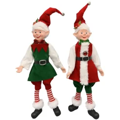 Online Christmas Forever POSABLE ELF 18″ BOY RED/ GREEN TRADITIONAL OUTFIT 2 ASST.