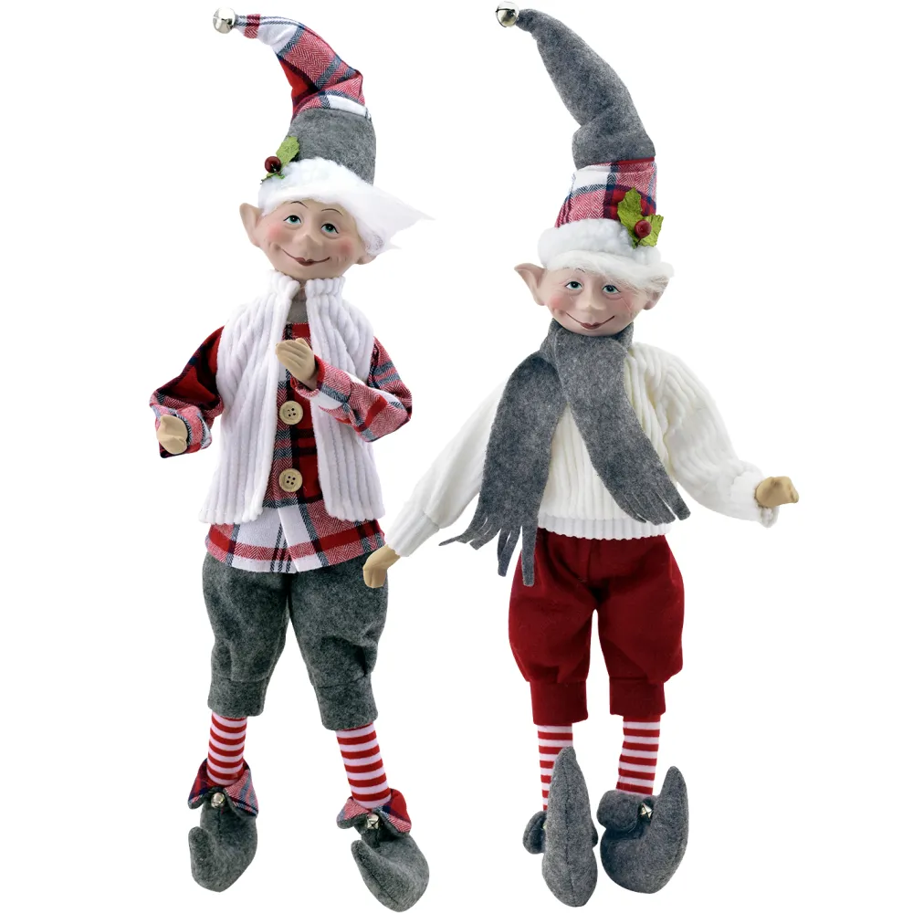 Best Christmas Forever POSABLE ELF 18″ BOY RED/ WHITE/ GRAY 2 ASST.