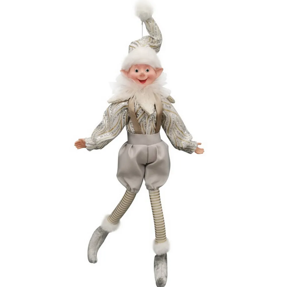 New Christmas Forever POSABLE ELF BOY 18″ CHAMPAGNE/SILVER