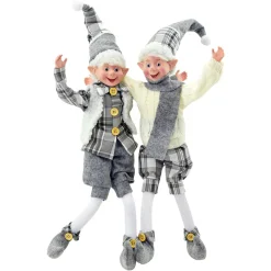 Clearance Christmas Forever POSABLE ELF BOY 18″ GRAY/IVORY 2 ASSTD.