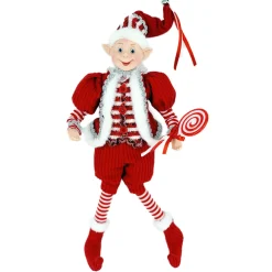 Best Christmas Forever POSABLE ELF BOY 18″ RED/WHITE W/ CANDY