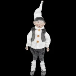 Online Christmas Forever POSABLE ELF BOY 18″ WHITE SHIRT W/ GRAY VEST
