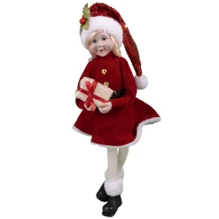 Best Christmas Forever POSABLE GIRL 18″ RED W/ WHITE FAUX FUR TRIM