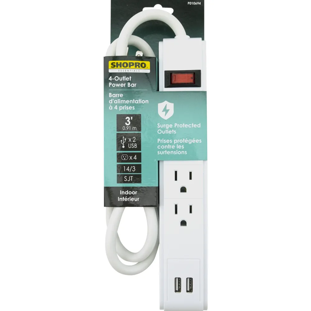 New Christmas Forever POWER BAR 4-OUTLET W/ 2USBS