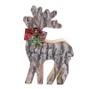 Best Christmas Forever REINDEER LOG-LOOK STANDING 6″X9.5″ FROSTED W/ BOW
