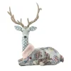 Best Christmas Forever REINDEER SITTING WITH INTRICATE PATTERN BLUE 15.5″