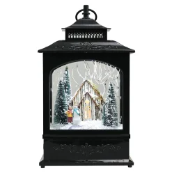 Discount Christmas Forever RETRO LANTERN WITH CABIN SNOWING SCENE 17″