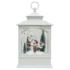 Clearance Christmas Forever RETRO LANTERN WITH SANTA & SNOWMAN SEE-SAW SNOWING SCENE 17″