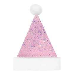 Clearance Christmas Forever SANTA HAT 15″ PINK IRIDESCENT SEQUINS W/ FAUX FUR BORDER (SIZE:M)