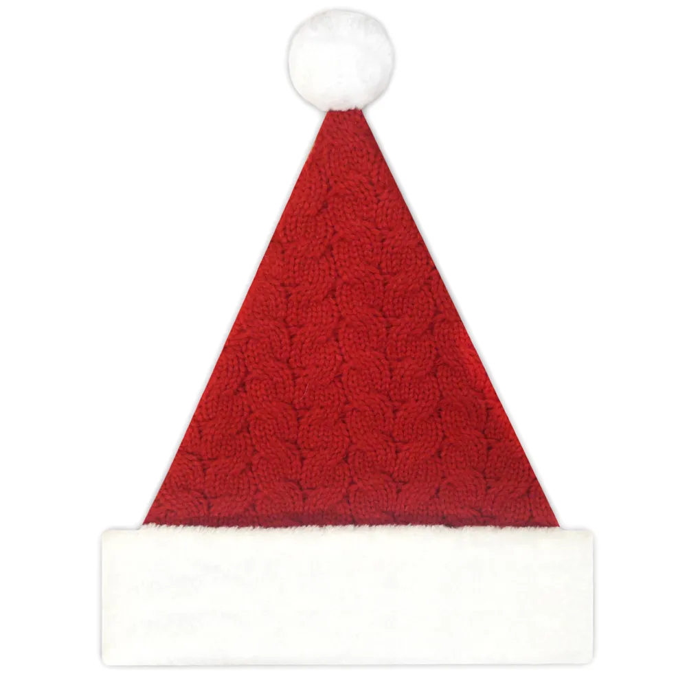 Outlet Christmas Forever SANTA HAT 15″ RED CABLE KNIT SANTA HAT WITH FAUX FUR BORDER (MEDIUM)
