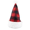 Online Christmas Forever SANTA HAT 15″ RED/BLACK BUFFALO PLAID W/ SHERPA BORDER