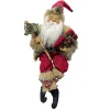 New Christmas Forever SANTA SITTING 22″ HOLDING GIFFT & STAFF RED