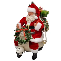 Outlet Christmas Forever SANTA SITTING 9″ RIDING VESPA 9RED/GREEN/GOLD