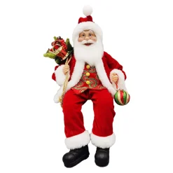 Hot Christmas Forever SANTA SITTING 18″ W/ SACK RED/GREEN/GOLD
