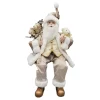 Sale Christmas Forever SANTA SITTING 18″W/ TEADY BEAR IVORY/GOLD