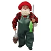 Clearance Christmas Forever SANTA STANDING 11″ FISHING RED/BLACK/GREEN