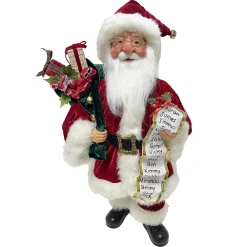 Outlet Christmas Forever SANTA STANDING 18″ HOLDING GIFT LIST RED