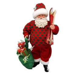 Best Christmas Forever SANTA STANDING 11″ SKIING RED/GREEN