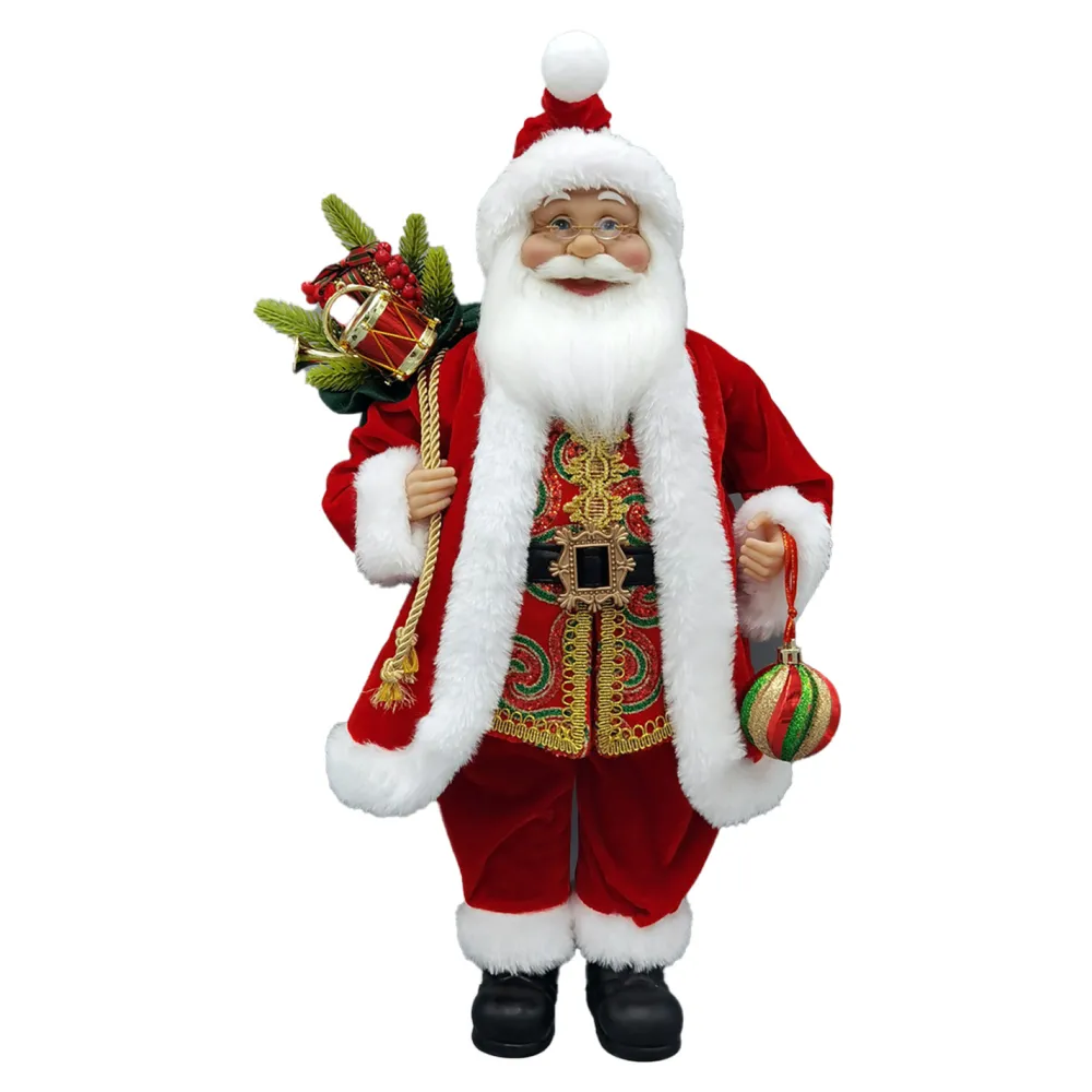 Discount Christmas Forever SANTA STANDING 18″ W/ SACK RED/GREEN/GOLD