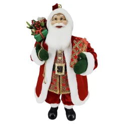 New Christmas Forever SANTA STANDING 36″ W/ SACK RED/GREEN/GOLD
