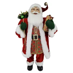 Outlet Christmas Forever SANTA STANDING 48″ W/ SACK RED/GREEN/GOLD