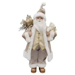 Best Christmas Forever SANTA STANDING 18″ W/ TEADY BEAR IVORY/GOLD