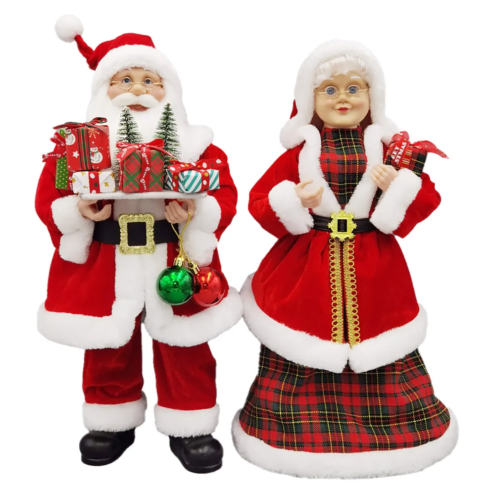 Sale Christmas Forever SANTA STANDING 18″MR. & MRS. RED/GREEN/GOLD 2 ASSTD.