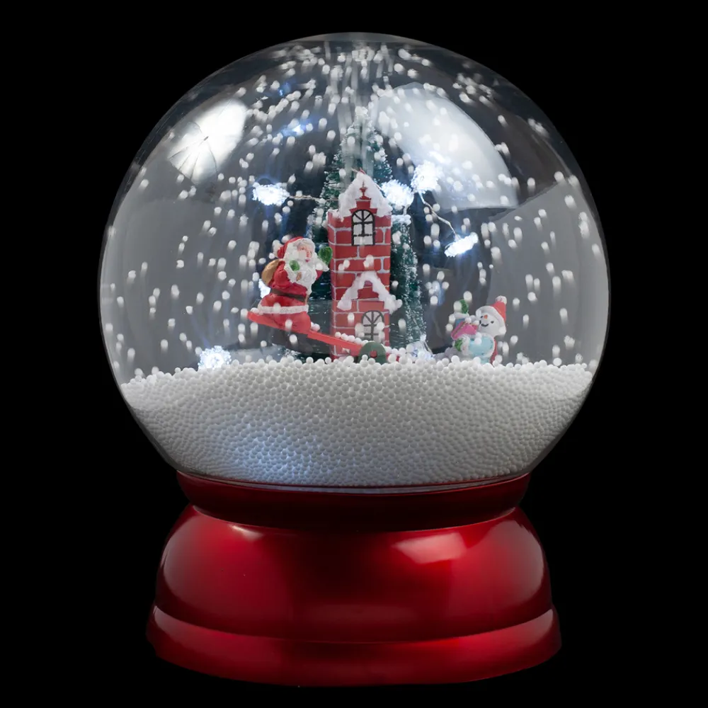 Discount Christmas Forever SNOW GLOBE WITH SANTA & SNOWMAN SEE-SAW SNOWING SCENE 10″