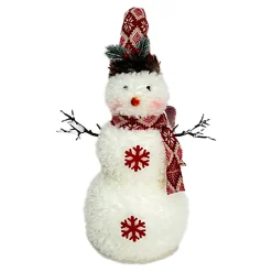 Best Christmas Forever SNOWMAN STANDING PLUSH NATURAL/WHITE 21.5″ W/ SCARF, HAT & TWIGS