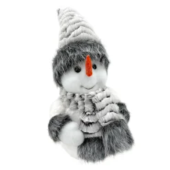 Christmas Forever SNOWMAN WHITE/GRAY 10.5″ FUR HAT & SCARF