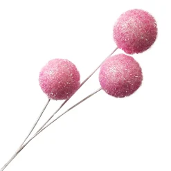 Outlet Christmas Forever SPRAY BALLS 24″ PINK ICED FLAKES/GLITTER