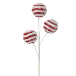 Sale Christmas Forever SPRAY CANDY CANE BALL 14.5″ X3 RED /WHITE FROSTED