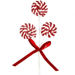 Clearance Christmas Forever SPRAY CANDY CANE LOLLIPOP 12.2″ X3 RED/WHITE FROSTED