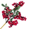 Hot Christmas Forever SPRAY CLUSTER MINI BERRY W/ GREENERY 14″ SHINY RED/BLACK