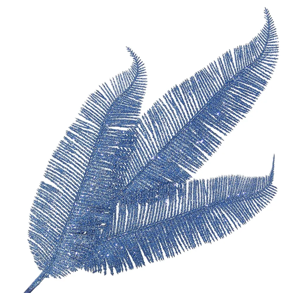 Sale Christmas Forever SPRAY FERN LEAVES 23.5″ STEEL BLUE GLITTER