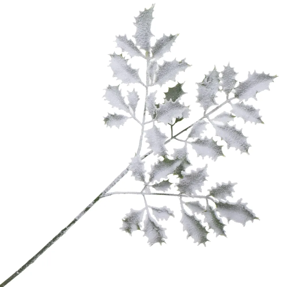 New Christmas Forever SPRAY FLOCKED HOLLY LEAVES 25″
