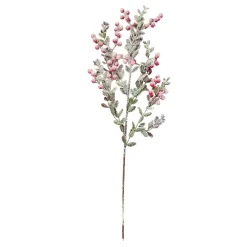 Clearance Christmas Forever SPRAY FLOCKED LEAVES 27.5″ RED BERRY