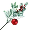 New Christmas Forever SPRAY FLOCKED PINE 18″ RED BERRIES W/ BALLS RED/GREEN/GOLD