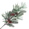 Best Christmas Forever SPRAY FROSTED MIXED PINE 35.5″ GREEN W/ CONES & BERRIES